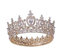 Royal Queen King Crowns Bride Diadem Headress Banquet Tiaras Prom Pageant Party Wedding Crown Hair Bijoux (Couleur en métal: plaqué argenté, taille: couronne) (couleur or)