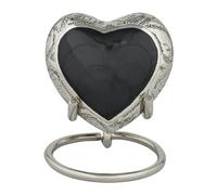 Royal Rapture Urne funéraire en Forme de cœur pour Cendres funéraires avec Support en métal (Argent et Noir) 7,6 cm