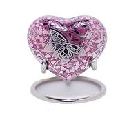 Royal Rapture Urne funéraire funéraire funéraire Souvenir urne funéraire en Forme de cœur en Laiton avec Support (Papillon Rose, 7,6 cm) RHM03-17