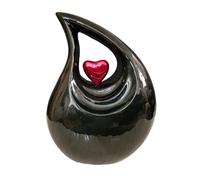 Royal Rapture Urne funéraire pour Cendres humaines en Forme de Goutte pour Adulte - 20,3 cm et 30,5 cm de Hauteur - Cœur Noir et Rouge - 30,5 cm