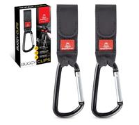 Royal Rascals Lot de 2 clips antidérapants universels pour landau, capacité de 5 kg, essentiels pour bébé pour nouveau-né, pour sac de courses et sac à main, mousquetons noirs pour poussette