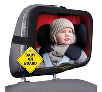 ROYAL RASCALS - Miroir de voiture pour bébé - Le rétroviseur LE PLUS SÛR pour surveiller votre bébé sur le siège arrière - NOIR - Convient à tout appuie-tête - Inclinable et orientable