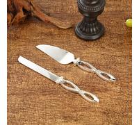 Royal Shang Youpin Couteau À Gâteau De Luxe Léger, Pelle Serveur, Ensemble De 2 Pièces, Vaisselle, Outils De Cuisson De Gâteaux, Coupe du Pain Et De La Pizza, Design Créatif (Argent)