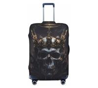 Royal Skull with Golden Crown Housses de bagages de voyage - Housses de protection élastiques pour valises de 45 à 32 cm, Noir, Mediano