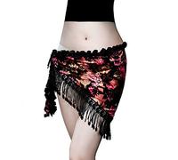 ROYAL SMEELA Écharpe Hanches Danse du Ventre Wraps Jupe Sexy Foulards en Dentelle Triangle Hanches Femme Flamenco Costume de Danse Orientale Gland de Velours Robe de Danse Ceinture de Danse Orientale