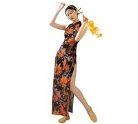 ROYAL SMEELA Robe Cheongsam Qipao Sans Manches Sexy en Maille Noire - Longue Robe Chinoise Traditionnelle Imprimée pour Femme Adulte