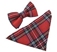 Royal Stewart Ensemble nœud papillon et mouchoir Motif tartan écossais Rouge, Rouge, jaune, blanc, vert, adulte