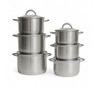 Royal Swiss® 12-Piece Stainless Steel 5-Layer Cookware Set, Frying Pan, Saucepan and Stock Pot with Glass Lid, Saucepans Suitable for All Heat Sources Including Induction (ARGENT A, 12)