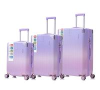 Royal Swiss ® 3 Valises de Luxe, 4 Roues, Serrure TSA, Poignée Télescopique Réglable ·Valises à roulettes 360°, Ensembles de valises Argentée, Gris foncé, Grand, Modern (Rose)