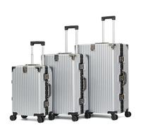 Royal Swiss ® 3 Valises de Luxe, 4 Roues, Serrure TSA, Poignée Télescopique Réglable ·Valises à roulettes 360°, Ensembles de valises Argentée, Gris foncé, Grand, Modern (Gris)