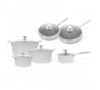 Royal Swiss® Batterie de Cuisine 12 Pièces en Acier Inoxydable - Revêtement Antiadhésif Nid d’Abeille - Sans PFAS - Compatible Induction & Tous Feux (12, Pfannenset)