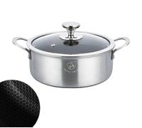 Royal Swiss® Casserole 24 cm en Acier Inoxydable Triply avec Revêtement Nid d'Abeille - Compatible Induction, Antiadhésive et Sans PFOA - Couvercle en Verre Résistant à la Chaleur