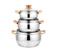 Royal Swiss® Batterie de Cuisine Inox 10 Pièces - Casseroles & Poêles avec Couvercles en Verre - Tous Feux - Acier Inoxydable Durable (6 pcs Gold)