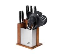 Royal Swiss Bloc à Couteaux Multifonctionnel et Porte-couverts de Cuisine, Porte-couteaux avec 2 Bacs de Rangement, Cuillères et Ustensiles de Cuisine