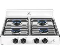 Royal Swiss Cuisinière à gaz à 4 brûleurs, 2,2 kW, en aluminium moulé sous pression, 100 % GPL, portable, boîtier en métal robuste, allumage sûr, réchaud d'extérieur et intérieur
