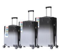 Royal Swiss® Ensemble de 3 Valises Rigides en Polycarbonate - Noir/Argent - Légères, Résistantes aux Chocs, Roues Pivotantes 360°, Bagages de Voyage Haut de Gamme