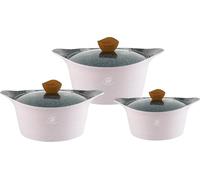 Royal Swiss - Ensemble de casseroles en céramique 6 pièces (24 cm, 28 cm, 32 cm) - Compatible tous feux dont induction - Revêtement antiadhésif - Couleur rose