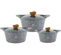 Royal Swiss - Ensemble de casseroles en céramique 6 pièces (24 cm, 28 cm, 32 cm) - Compatible tous feux dont induction - Revêtement antiadhésif - Couleur Snew white