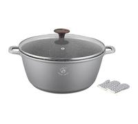 Royal Swiss® Faitout avec Revêtement Marbre, Couvercle en verre, Induction, 6 Litres, 28 cm, Noir (Gris, 28)