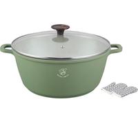 Royal Swiss® Faitout avec Revêtement Marbre, Couvercle en verre, Induction, 9,5 Litres, 32 cm, Beige (Vert)