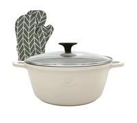 Royal Swiss® Faitout avec Revêtement Marbre, Couvercle en verre, Induction, 9,5 Litres, 32 cm (Noir) (Beige, 32 cm)