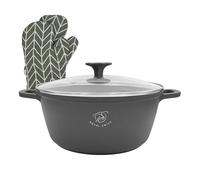 Royal Swiss® Faitout avec Revêtement Marbre, Couvercle en verre, Induction, 9,5 Litres, 32 cm, Noir (Noir, 32)