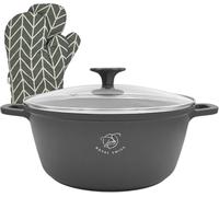 Royal Swiss® Faitout avec Revêtement Marbre, Couvercle en verre, Induction, 9,5 Litres, 32 cm (Noir) (Noir, 32 cm)