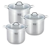Royal Swiss Lot De 3 Grosses Faitouts / Marmites Profondes - Inox - 16l - 19l - 22.5l