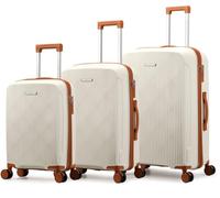 ROYAL SWISS Lot de 3 valises rigides en polypropylène - Bagage de voyage léger et résistant aux chocs avec doubles roulettes à 360°, serrure TSA, 50/60/70 cm - Ensemble de trolley ultra léger pour