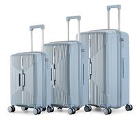 ROYAL SWISS Lot de 3 valises rigides en polypropylène (PP) - 20/24/28" avec serrure à combinaison TSA, doubles roulettes à 360°, design X, bleu clair