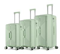 ROYAL SWISS Lot de 3 valises rigides en polypropylène (PP) - 20/24/28" avec serrure à combinaison TSA, doubles roulettes à 360°, design X, vert clair