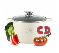 Royal Swiss® Marmite induction - Poêle induction avec Poignées amovibles - Ø 28 cm / 10,5 litres - Casseroles à soupe avec couvercle - Pan tous feux - Revêtement antiadhésif - Beige (Beige, 24cm)