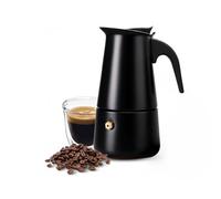 Royal Swiss Cafetière Italienne Moka, 4 Tasses, percolateur, Sécuritaire et Efficace, Noir. Tout feu dont induction.