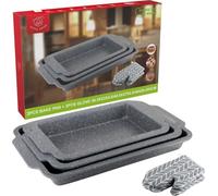 Royal Swiss Plaque de Cuisson 3 pieces - Revetement en Marbre Antiadhesif - Taille 36, 40, et 46cm - Durable