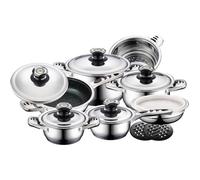 Royal Swiss - Poêle à induction avec couvercle - Batteries de cuisine 16 pièces, Pan / poêle en acier inoxydable - Ven PFAS