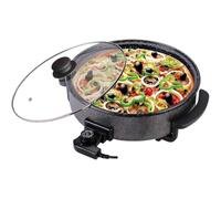 Royal Swiss® Poêle Électrique Multifonction 42 cm - 1500 W | Pizza, Paella, Grill, Crêpes | Antiadhésif | Couvercle Verre | Température Réglable | Nettoyage Facile.
