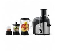 Royal Swiss® Presse-agrumes 4-en-1 - Centrifugeuse 900W avec Blender, Hachoir et Moulin à Café - Récipient à Pulpe de 1,6L - Convient aux Fruits et Légumes