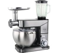 Royal Swiss® Robot Pâtissier Multifonction 3-en-1 2000W - Bol Inox 10L + Blender Verre 10L + Hachoir à Viande - Robot de Cuisine Puissant avec 6 Vitesses et Mouvement Planétaire (3, XXL)