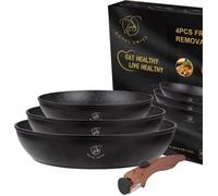 Royal Swiss Set de Poeles Amovibles 3 Pieces Noir Antiadhesif Sans PFOA Compatible Toutes Sources de Chaleur