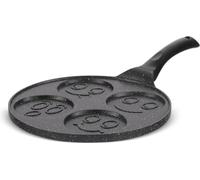 Royal Swiss Smiley Pancake Blinis Poele 26cm avec 4 Smiley, Revetement anti adhesif, bon pour Induction