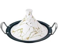 Royal Swiss Tajine de Cuisson 38cm Noir & Or convient pour Induction, Couvercle en Porcelaine (Blache)