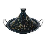 Royal Swiss Tajine de Cuisson 38cm Noir & Or convient pour Induction, Couvercle en Porcelaine (Noir)