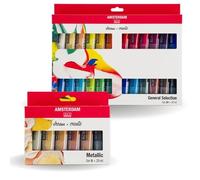 ROYAL TALENS Amsterdam Standard Series Lot de 24 peintures acryliques de 20 ml + 6 x 20 ml de couleurs métallisées