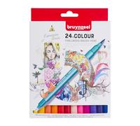 Bruynzeel Creatives Fineliner/Brush Pen Set de 24 couleurs | Stylos à double pointe pour l'écriture, le dessin et les livres de coloriage pour adultes