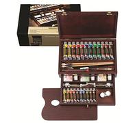 Rembrandt Professional Oil Paint Set in Luxury Wooden Box Master | 24 Colours + Brushes & Accessories