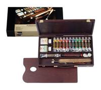 Rembrandt Professional Oil Paint Set in Luxury Wooden Box Professional | 13 Colours + Brushes & Accessories
