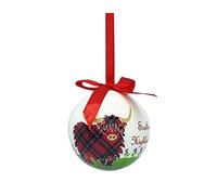 Royal Tara Boule de Noël fabriquée à la main en forme de vache des Highlands d'Écosse 7,5 cm