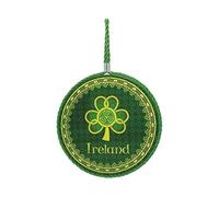 Royal Tara Plaque en corde de trèfle irlandais en satin pour la Saint-Patrick - Vert et doré - Décoration d'intérieur - 15 cm