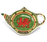 Royal Tara Support en porcelaine pour sachets de thé du Pays de Galles - Soucoupe Cymru dragon rouge gallois Dessous de verre irlandais en forme de théière irlandaise soucoupe en porcelaine anglaise