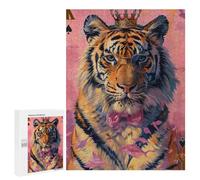 Royal Tiger with Crown Art Print Puzzle 1000 Pièces Educa Jouet en Bois Cadeau Unique Décoration Intérieure Jeu Éducatif Challenge Toy Adultes Et Enfants À Partir De 14 Ans 500 PCS